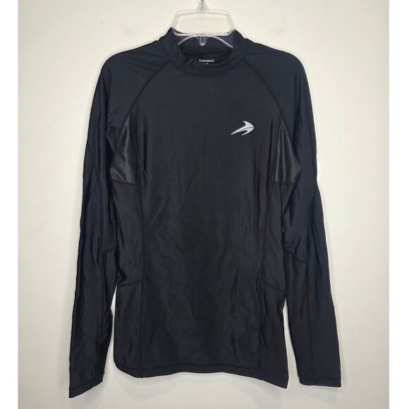 Compressionz black long sleeve fitted  compression shirt rubberized hem - medium - Picture 1 of 4